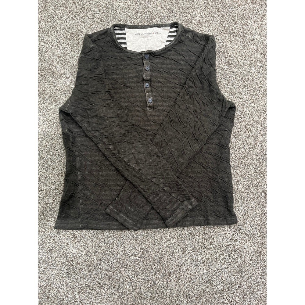 John Varvatos USA Mens Henley Shirt Long Sleeve Textured Cotton K3311T3B Size S